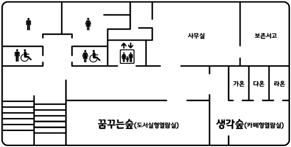 마장도서관 3F 안내 도면입니다.